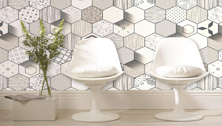 giấy dán tường kết hợp phào chỉ đẹp